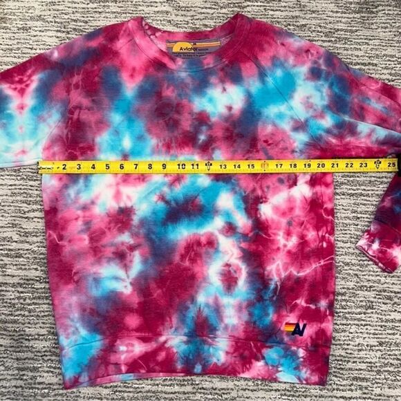 New Aviator Nation HAND DYED LIGHT WEIGHT CREW SWEATSHIRT Pink/Turquoise Medium - Picture 8 of 14